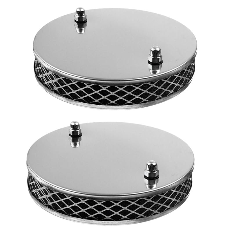 Photo 1 of Tiny Force Pair of Chrome Pancake High Air Filters Airflow Plated Air Cleaner Element Compatible with 1/4" SU MG Midget Triumph Spitfire