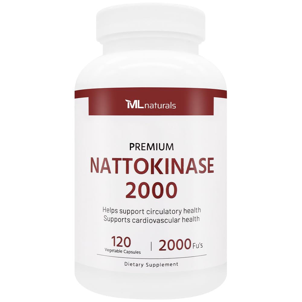 Photo 1 of ML Naturals Premium Nattokinase 2000 FU (Per Capsule) - 120 Vegetable Capsules | Fermented Non-GMO Soybeans | Supports Circulatory and Cardiovascular Health | NSF-Certified & cGMP-Compliant