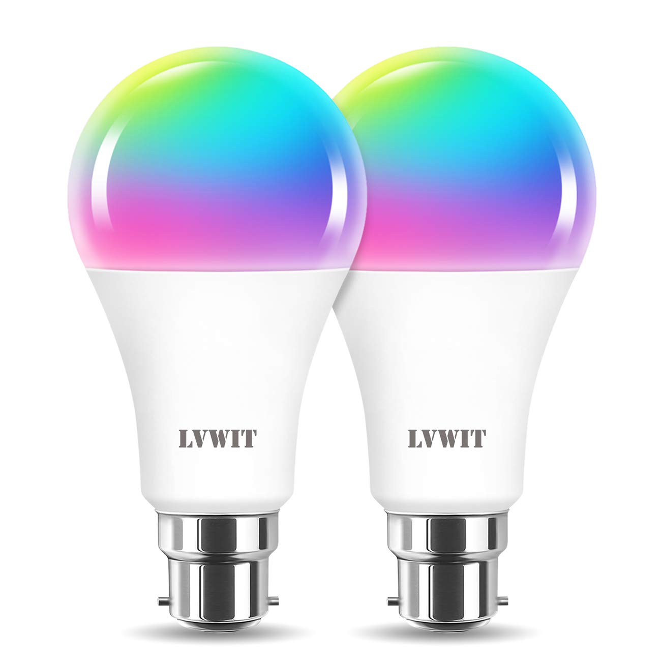 LVWIT 14W Smart Bulb B22, A70 Smart Life Bulb,100 Watt Equivalent,High 1521LM, Dimmed Smart Light Bulb B22,Compatible with Alexa,Echo,Tuya and Google, (Pack of 2)