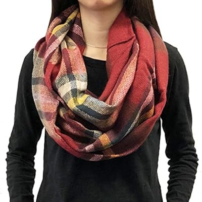 Wrapables Plaid Print Winter Infinity Scarf, Red and Black Wrapables Plaid Print Winter Infinity Scarf, Red and Black