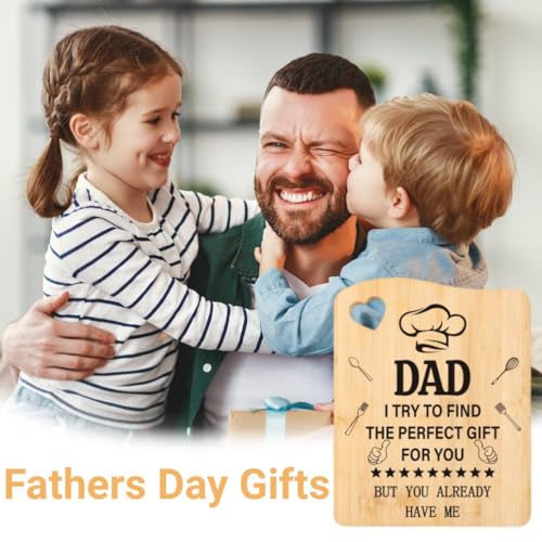 Tulolvae Dad Gifts Fathers Day, Bamboo Chopping Board Father‘s Day Birthday Presents for Daddy, Christmas Thank You Gift for Father from Daughter Son, Valentines Day Home Kitchen Gifts for Men