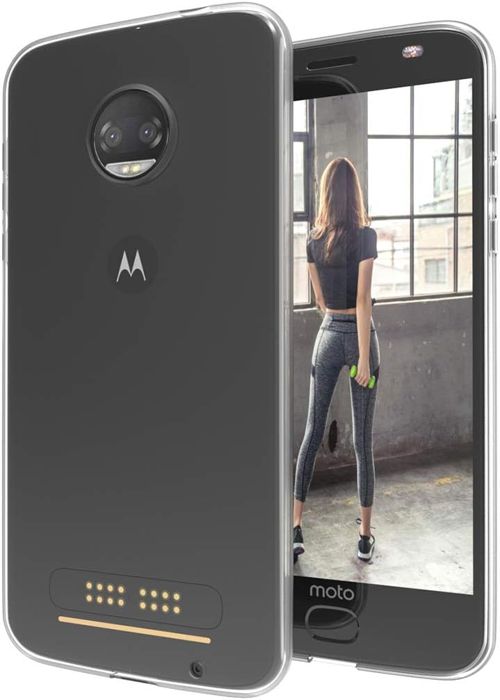 EGALO Moto Z2 Force Case,[Slim Thin] Soft Skin Silicone Flexible TPU Lightweight Shock Absorption Anti-Scratch Protective Case Cover for Motorola Moto Z2 Force,Clear