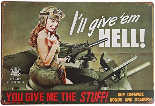 You Give Me the Stuff ,I Will Give'em Hell Retro Vintage Decor Metal Tin Sign 12 X 8 Inches