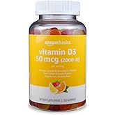 Amazon Basics Vitamin D3 2000 IU Gummies, Orange, Lemon & Strawberry, 160 Count (2 per Serving) (Previously Solimo)