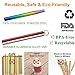 Reusable Metal Straws Rainbow With Case Keychain Collapsible Telescopic Straw Adjustable Stainless Steel Portable Foldable Drinking Straws for Juice Mug Tumblers With Cleaning Brush Colorful Rose Gold