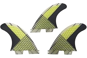bohally Fiberglass+Honeycomb Surfboard Fin (3) Glass Flex Thruster Surf Fin Style G5 - Tri Fin Thruster Set Surfboard fins Size M Size fins