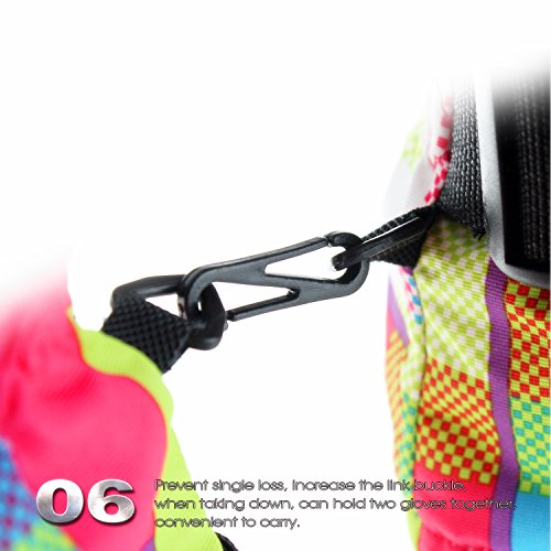 SF.Z Ski Gloves, Snowboard Cycling Snowmobile Biking Athletic Gloves, Waterproof Windproof Snow Proof Warm Breathable Fashion Comfortable Flexible Gloves for Women(Rose Red Grid/Medium) - Thumbnail 7