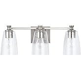 HomePlace by Capital Lighting 140931BN-506 Myles Classic Clear Seeded Glass Bathroom Vanity Wall Light, 3-Light 300 Total Wat