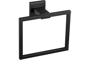 garini Bathroom Hand Towel Holder, Matte Black Square Towel Ring Wall Mount SUS 304 Stainless Steel…