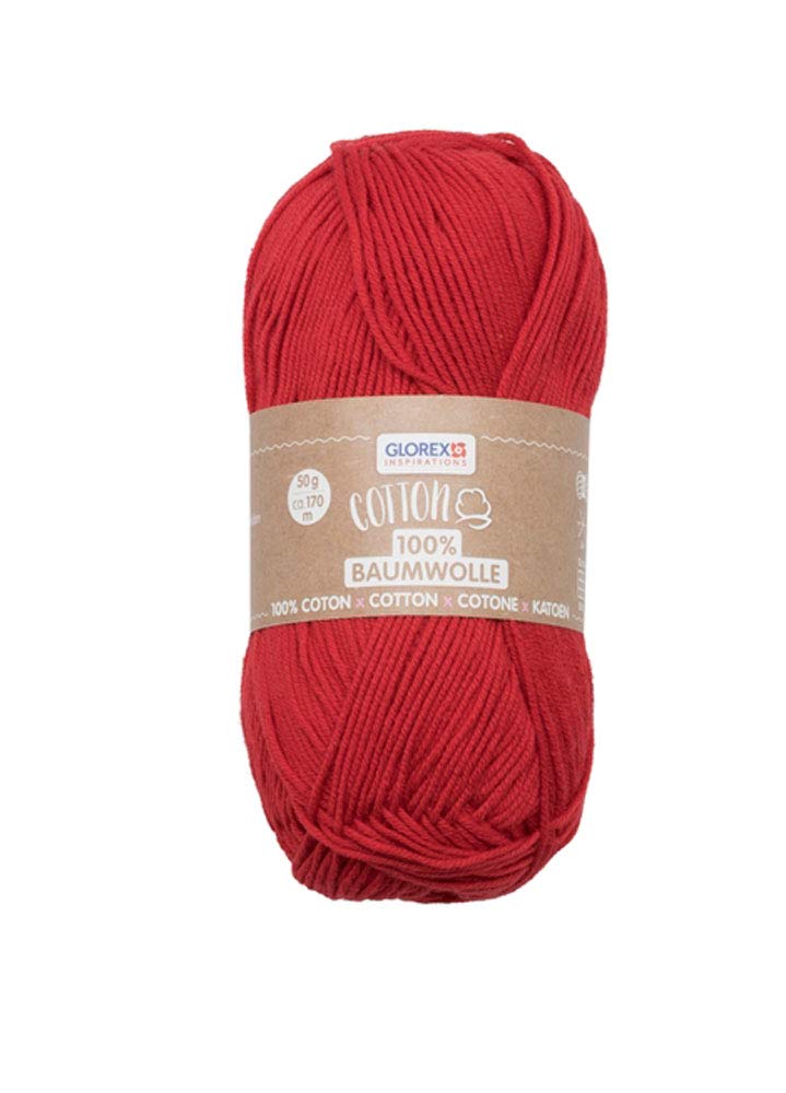 Glorex 5 1004 04 100% Cotton Versatile for Knitting, Crocheting and Crafts, Soft and Washable, 50 g, Approx. 170 m, red — image 1