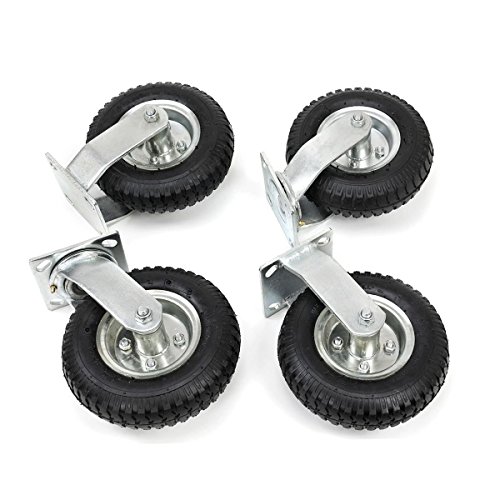 4Pcs 8" Pneumatic Air Tire Wheel 2 Rigid + 2 Swivel HD Farm Cart Caster Large--Generic Aftermarket Part