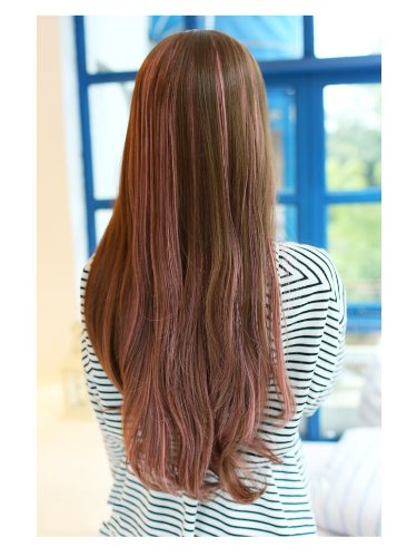 TEEMI-Two Tone Long Stunning Fashion Highlights Cosplay Brown Mixed Pink Wigs