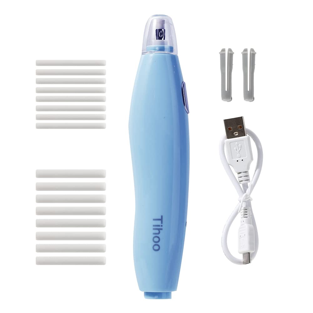 Tihoo Electric Eraser, Artists Electric Eraser kit, a Total of 16 Interchangeable Eraser cores, USB-Powered Battery Eraser, Suitable for Art, Painting and Sketching