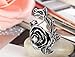 Flongo Womens Ladies Gothic Stainless Steel Rose Flower Vine Band Ring