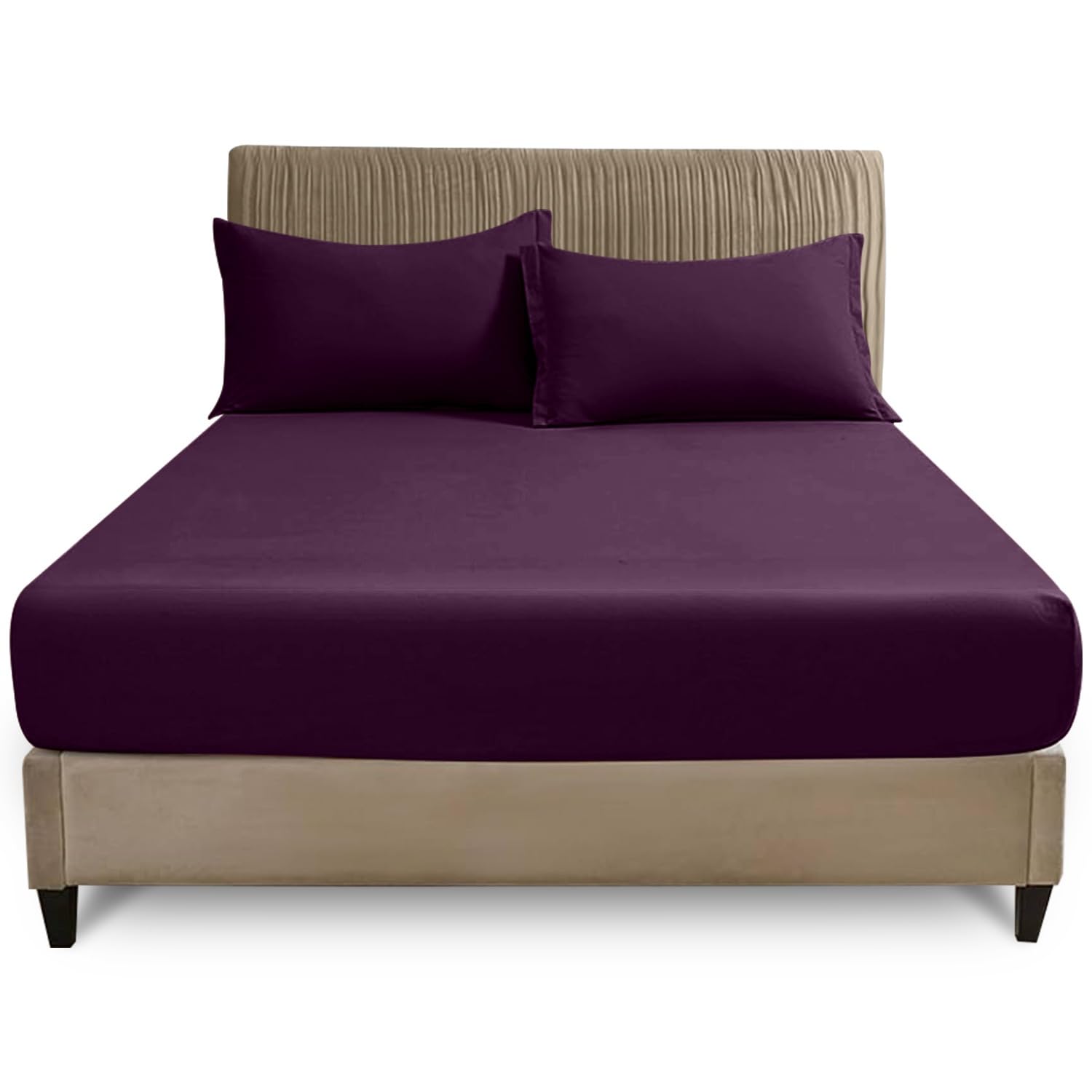 GC GAVENO CAVAILIA King Size Fitted Sheet | Deep 25cm Polycotton Bed Sheet | Breathable & Smooth Easy Care Bedding with Elastic Corners | Berry Mattress Sheet - 150 x 200 cm