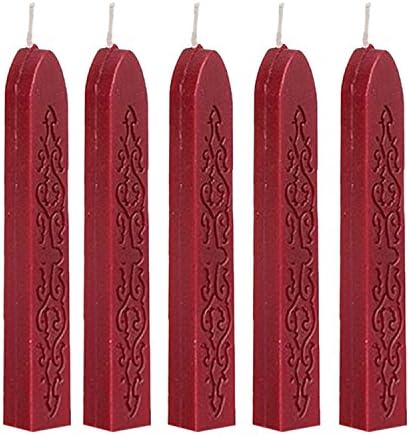 Seal Wax 5 Pcs RALMALL Totem Fire Manuscript Sealing Seal Wax Sticks with Wicks Cord Wick Sealing Wax For Postage Letter Retro Vintage Wax Seal Stamp (Burgundy)
