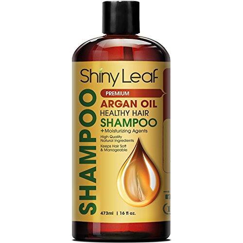 Shiny Leaf Argan Oil Shampoo â€“ Premium Salon Quality Sulfate Free Shampoo for Hair Loss Treatment, Thickens, Strengthens All Hair Types, Leaves Hair Smooth, Huge 16 oz (473 ml) Bottle