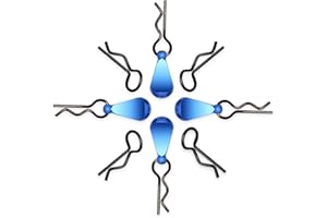 Hosim 8 pcs of 1.2mm Metal Body Clips Pins with 4 Teardrop-Shaped Pull Tabs for All of 1:8 and 1:10 Scale RC Vehicles Cars Trucks Crawlers (Blue)