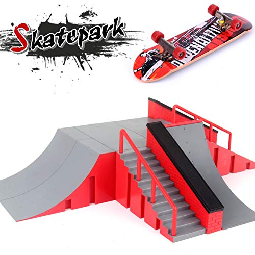 Wenasi Skate Park Kit, Ramp Parts for Finger Skateboard Ultimate Parks Training Props Novelty Finger Skateboard Toys