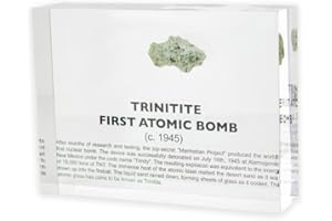 Authentic Trinitite Glass Encased in Crystal-Clear Lucite Acrylic, Handmade in The USA, Unique 1945 Artifact for Educational 