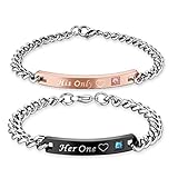 AmorFeel His Only Her One Stainless Steel His and Hers Couple Bracelet(2pcs)