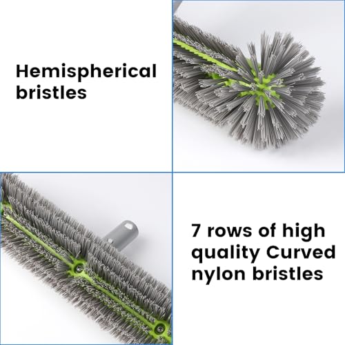 LALAGO Pool Brush, Pool Cleaning Brush, Brush Head with 175 cm Aluminium Handle, Cleaning Brush for Cleaning Bottom, Wall Brush for Swimming Pool (with Handle)