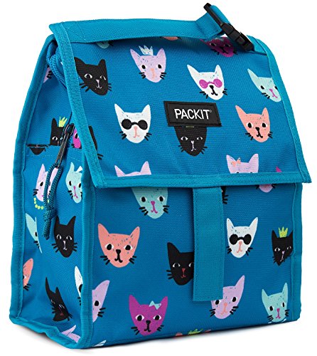 PackIt Freezable Lunch Bag with Zip Closure, Catty