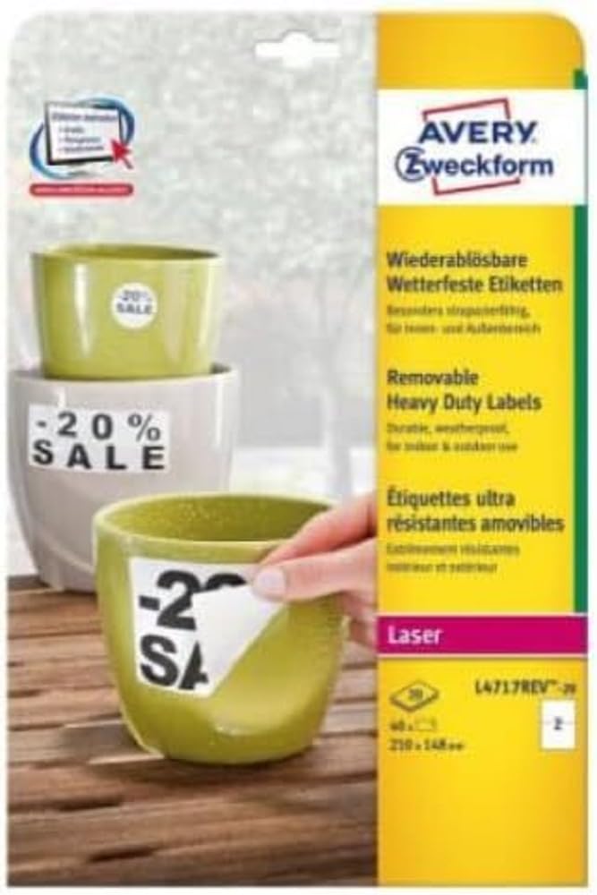 Avery Zweckform Etikett 210x148 mm ws 20Blatt 40St Peel Weatherproof