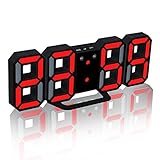 EAAGD Electronic LED Digital Alarm Clock [Upgrade Version], Clock Can Adjust The LED Brightness Automatically in Night (Black/Red)