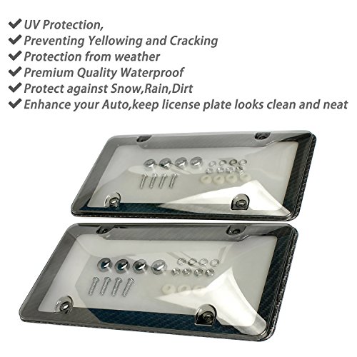 License Plate Cover, Airkoul 2 Pcs Tinted Smoke Unbreakable License Plate Frame With Screw Tinted Plate Shields - Thumbnail 3