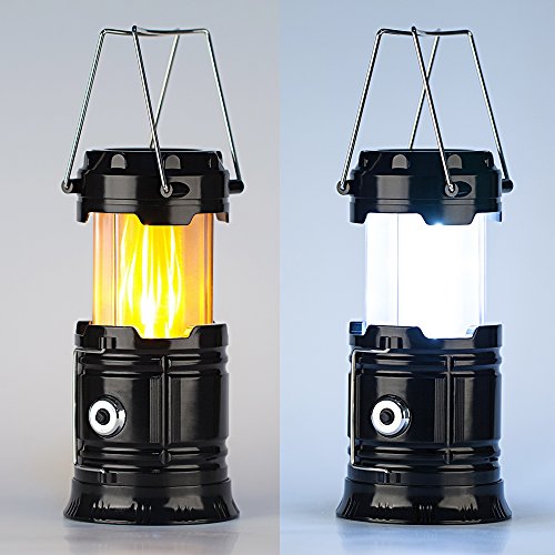 TANSOREN 2 Pack Portable LED Camping Lantern, [2018 UPGRADED][3-IN-1] Decorative Flame light Ultra Bright Flashlights with S and 6 AA Batteries Collapsible Survival Kit for Emergence, Outdoor