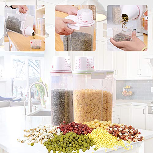 image for PISSION Rice Storage Container with Measuring Cup, Pour Spout, Handle 