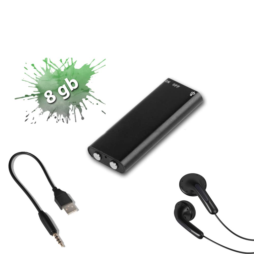 Wiiguda@ 8 GB USB Mini Voice Recorder Portable Spy Recording Devices MP3 Multifunctional For Lectures Interviews Student Courses Collecting Evidence