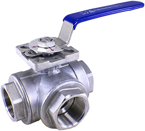 WOG200 3-Way 304 Stainless Steel Ball Valve T-Type 1-1/2" NPT FPT SS304 SUS304
