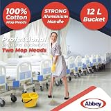 Abbey Professional Mop Bucket Set Heavy Duty Wringer 12L Red 2 Cotton Mop Heads view 6