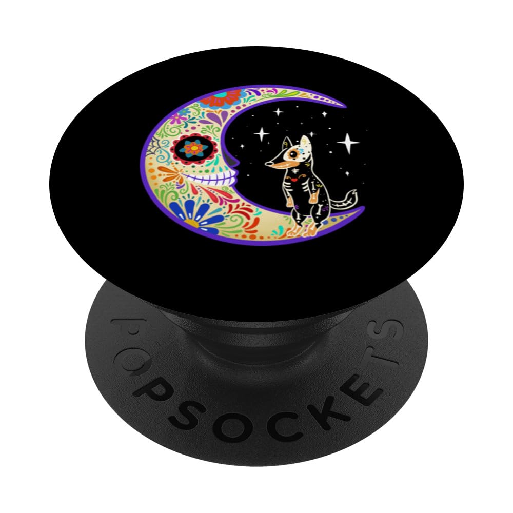 Australian Cattle Dog Dia de Los Muertos PopSockets Adhesive PopGrip
