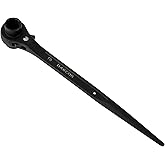 DAKCOS 19mm×22mm Ratchet Podger Spanner, 12 Point Double Ended Socket Scaffold Spud Wrench (Black)