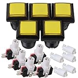 BQLZR Yellow and Black 33 x 33mm Square Shape LED Illuminated Push Button Large Machinery 12V Switch Pack of 5