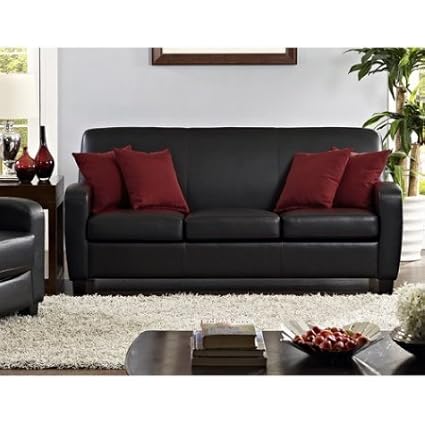 Mainstays Faux Leather Sofa Padded Seat Cushion Black Amazon