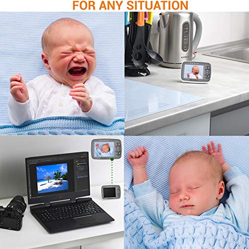 Video Baby Monitor with Camera - Baby Camera Wireless Baby Monitor with Night Vision, Two Way Audio, Temperature Sensor, Lullabies and High Capacity Battery  - Thumbnail 5