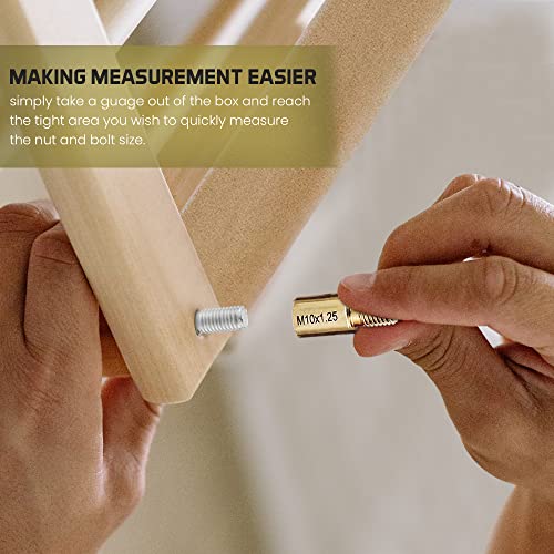 YOC Bolt Size and Thread Gauge- Thread Pitch Gauge- Nut and Bolt Thread Checker- 26 Male/Female Thread Identifier Gauges - 12 Inch & 14 Metric Sizes