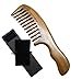 Meta-C Natural Wooden Comb Green Sandalwood Comb - NO SNAGS, NO TANGLE, NO STATIC - Wide Teeth for Thick Hair - Ergonomic Wave Handle