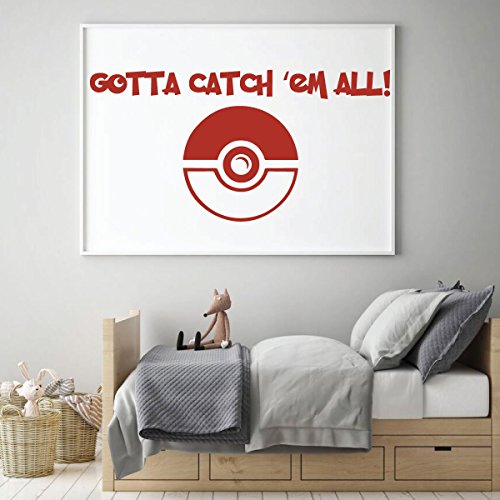 Pokemon Wall Decal - Gotta Catch 'Em All - Vinyl Decoration for Boy's Bedroom, Playroom or Game Room