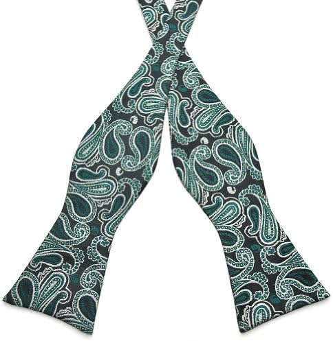 PenSee Mens Self Bow Tie Classic Paisley Woven Silk Bow Ties