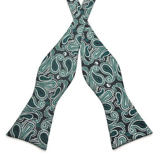 PenSee Mens Self Bow Tie Classic Paisley Woven Silk Bow Ties