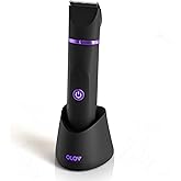 OLOV Electric Body Hair Trimmer - Groin Trimmer for Men - Bikini Trimmer Women - Wet/Dry Shaver Groomer, Replaceable Ceramic Blade Heads, USB Recharge Dock, Waterproof Hygiene Razor, Black Violet