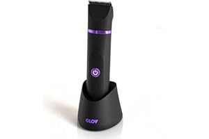 OLOV Electric Body Hair Trimmer - Groin Trimmer for Men - Bikini Trimmer Women - Wet/Dry Shaver Groomer, Replaceable Ceramic Blade Heads, USB Recharge Dock, Waterproof Hygiene Razor, Black Violet