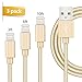 iPhone Cable, Teletrogy 3Pack 3ft 6ft 10ft Nylon Braided iPhone Charger Cable Sync and Charging with Aluminum Connector for iPhone 7 Plus 6s Plus 6 Plus 5s 5c SE iPad Pro Air 2 Mini 2 3 4 - Gold