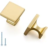 HOME EDIT Brushed Gold Cabinet Handles Zinc Pulls Single Hole 5 Pack | Solid Zinc Alloy, Simple Installation, Screws Included, Drawer Pulls for Kitchen Cupboard &amp; Drawer Hardware