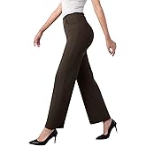 IPMQ Women's Straight Wide Leg Dress Pants Stretchy Work Pants Business Casual Slacks with Pockets